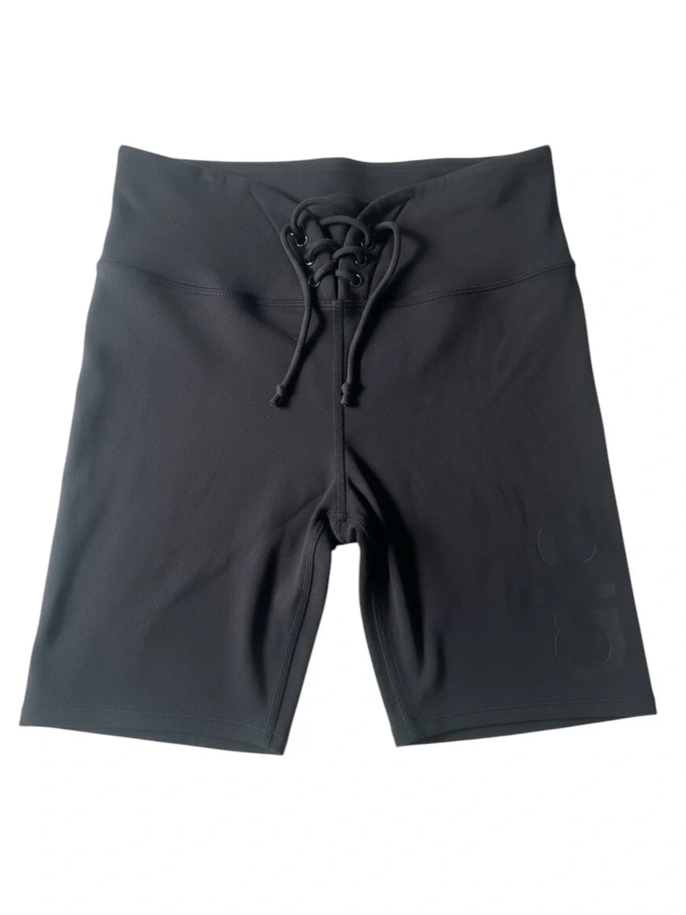 Alo Yoga 7” Yogi Lace Up Biker Shorts Black Size L GUC